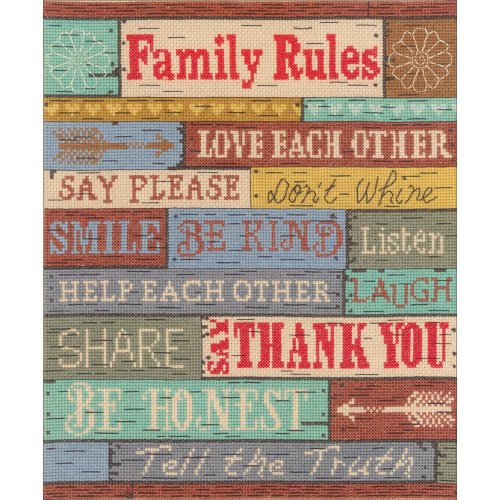 (image for) Family Rules Counted Cross Stitch Kit